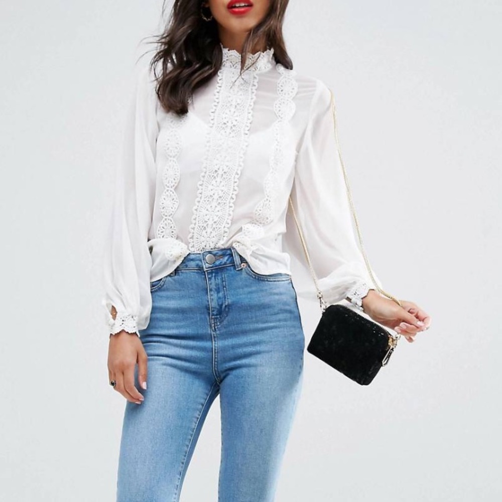 ASOS High Neck Sheer Blouse - Picture 4 of 6